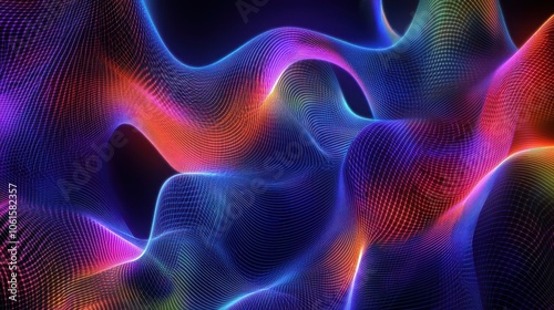 Abstract Digital Grid with Vibrant Colors