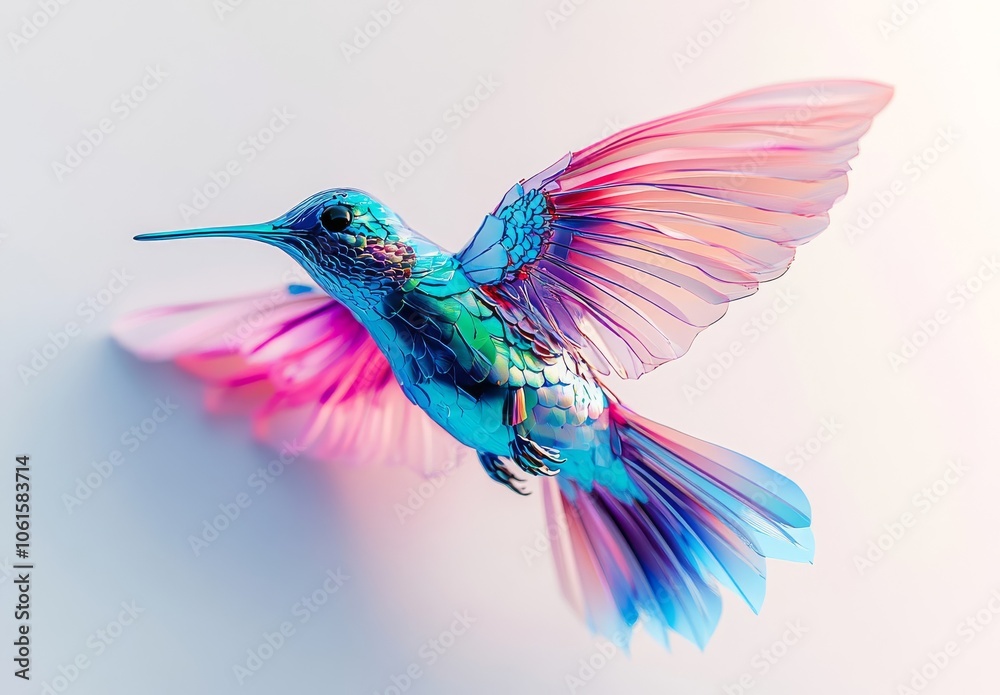 Obraz premium Vibrant Hummingbird in Flight: A Digital Artwork