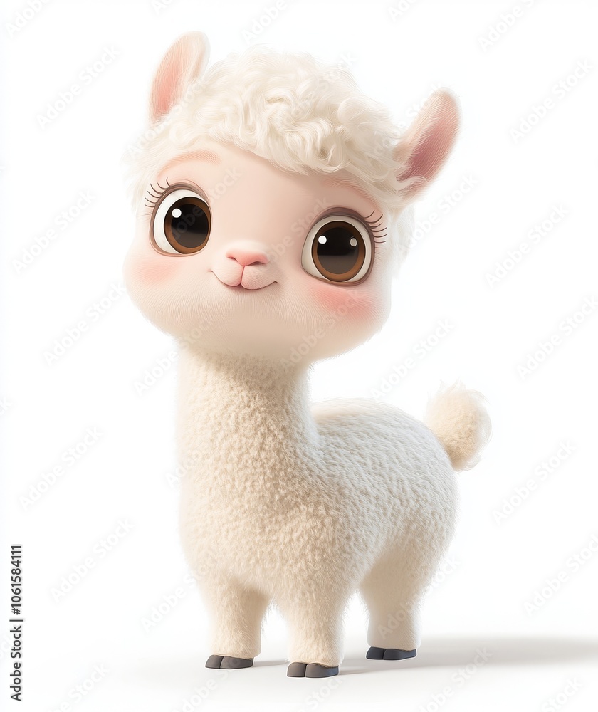 Adorable Cartoon Alpaca - Cute Fluffy Animal Illustration Adorable Cartoon Alpaca - Cute Fluffy Animal Illustration