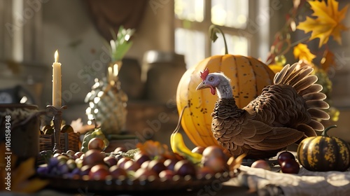 Wallpaper Mural Toon thanksgiving turkey 8k realistic lighting background Torontodigital.ca