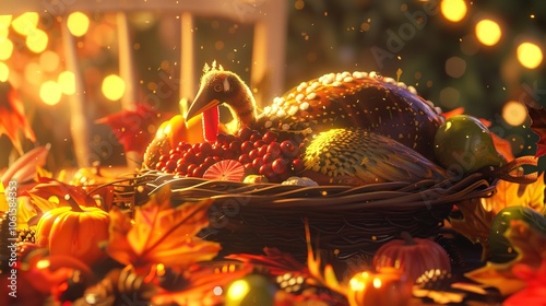 Wallpaper Mural Toon thanksgiving turkey 8k realistic lighting background Torontodigital.ca