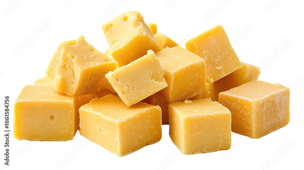 pieces of cheese on white background