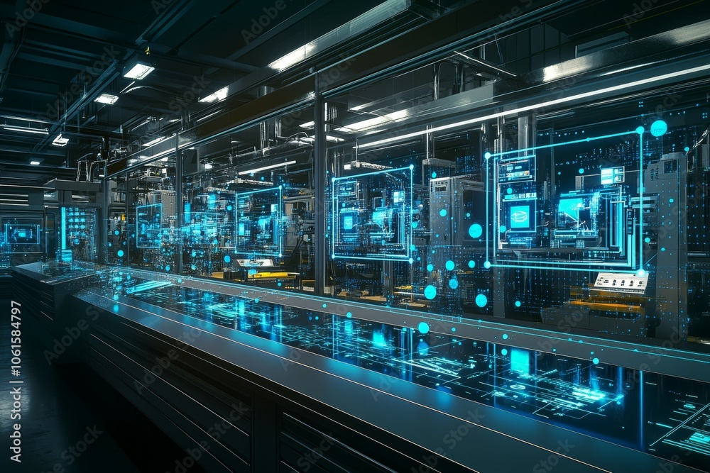 Naklejka premium The Virtual Factory Control Room, Digital Twins in Manufacturing