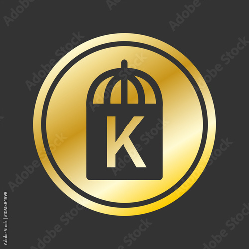 Golden Label of Kashrut food. Jewish product. Kosher Emblem Circle. Vector illustration