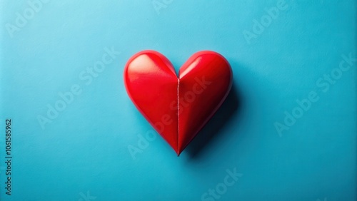 A single red heart sits on a vibrant blue background, a simple yet powerful symbol of love, affection, and passion.