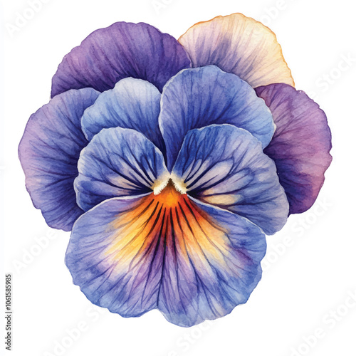 pansy flower watercolor clipart illustration isolated