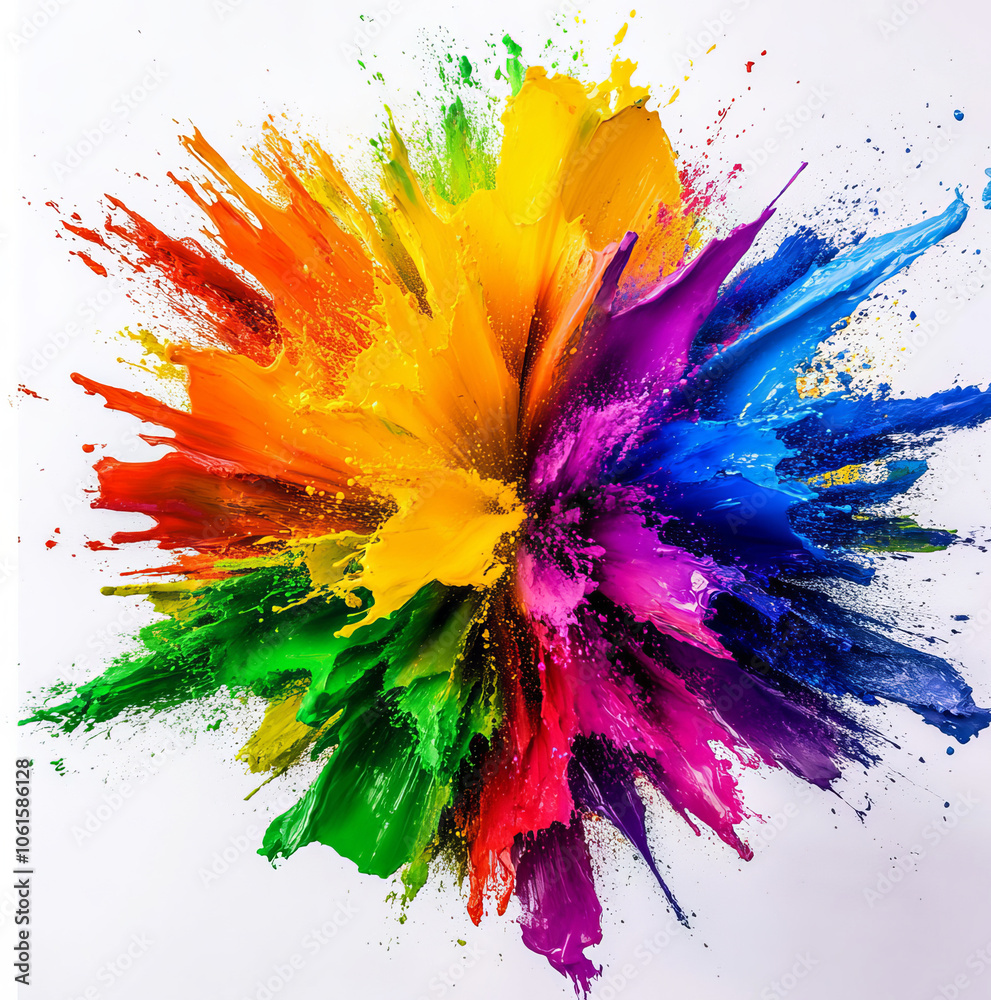 Fotografie Colorful paint explosion isolated on a white background,