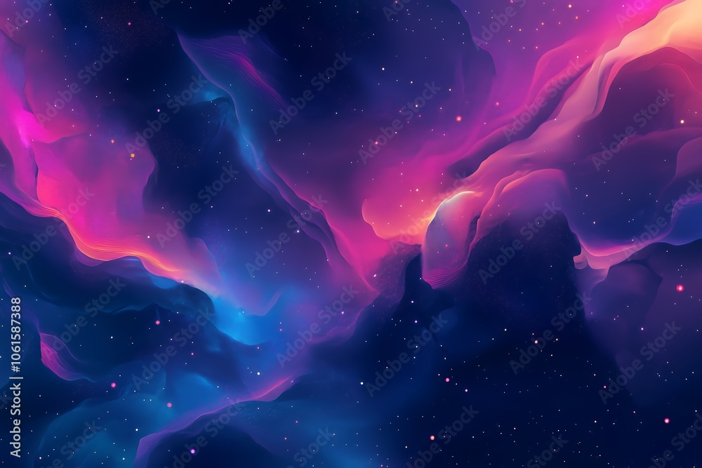 Fototapeta premium Abstract cosmic background with swirling clouds of pink, blue, and purple hues.