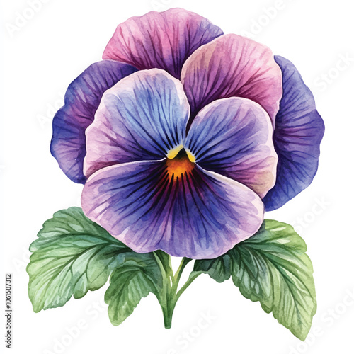 pansy flower watercolor clipart illustration isolated