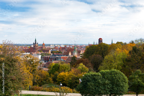 View of the city from above. Tourist route. Gdansk