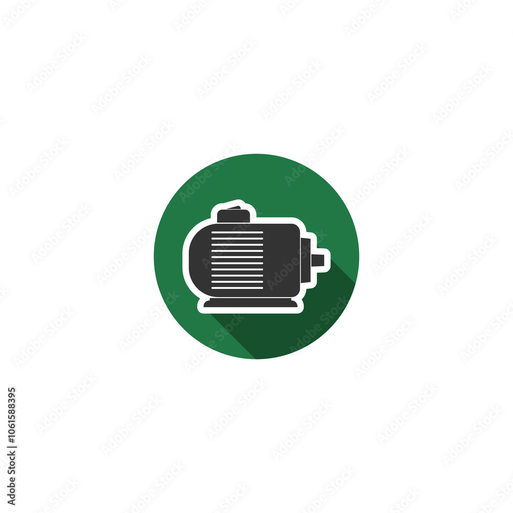 Electric engine with long shadow icon isolated on transparent background Electric engine with long shadow icon isolated on transparent background