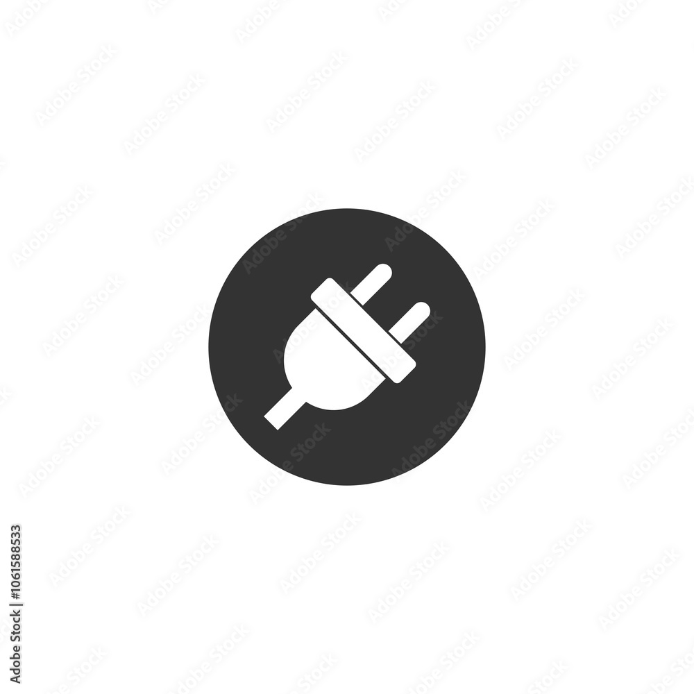 Cord with plug in circle shape icon isolated on transparent background