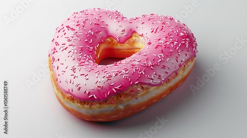 Collection Set of Pink Donut in the Shape of a Heart