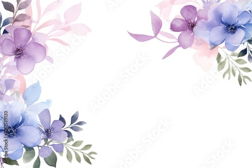 Winter botanical border frame pattern flower purple.