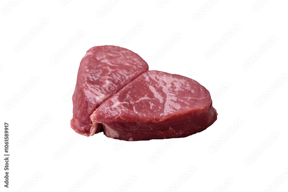 Fototapeta premium Ribeye steak raw with salt, spices and herbs
