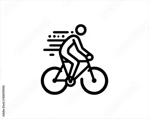 Line art Bicycle logo design icon symbol vector illustration