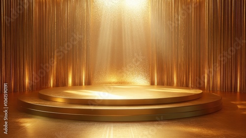 Empty stage podium background, luxury gold background with shiny glow lights --ar 16:9 --stylize 200 --v 6.1 Job ID: 2fe76bd9-f312-4fee-987b-5c890ce6d0b0