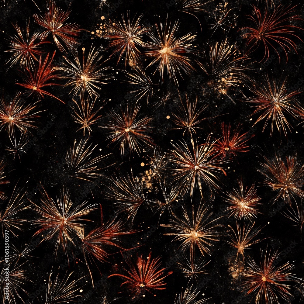 Naklejka premium Festive fireworks(Seamless Pattern and Tile image)
