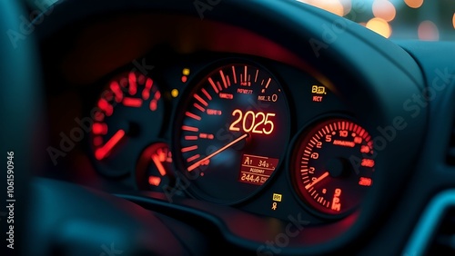 Car speedometer shows 