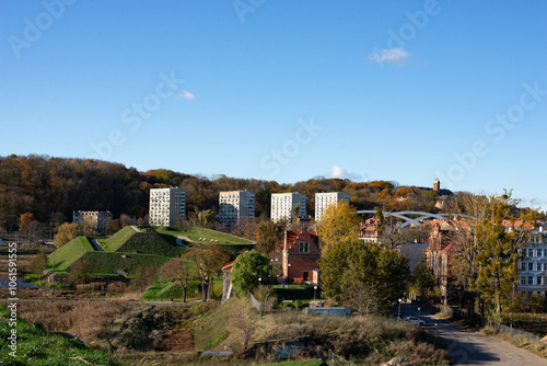 View of the city from above. Tourist route. Gdansk