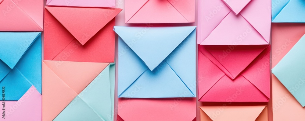 A colorful arrangement of envelopes in various shades, ideal for creative correspondence. A colorful arrangement of envelopes in various shades, ideal for creative correspondence.