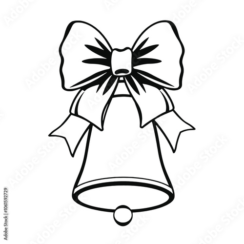 a black and white illustration of a Christmas bell