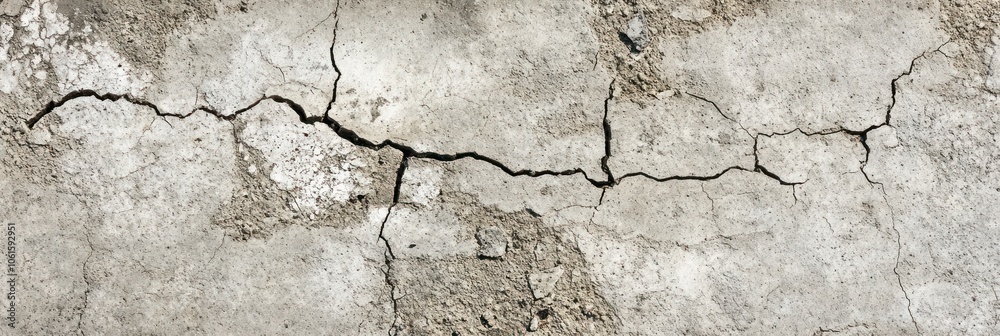 A cracked surface showcasing signs of wear and environmental impact. A cracked surface showcasing signs of wear and environmental impact.