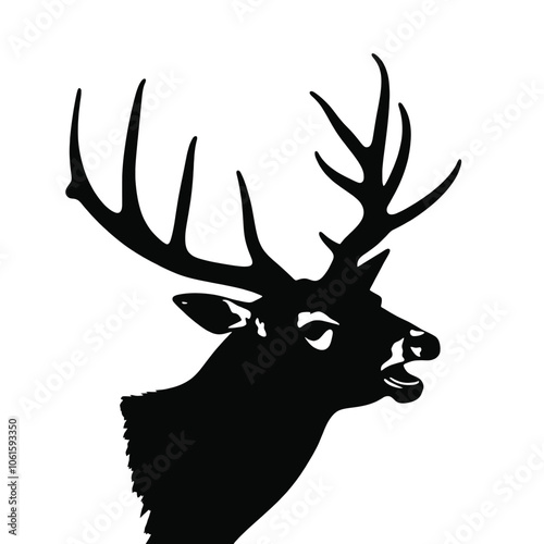 a black and white silhouette of a deer's head