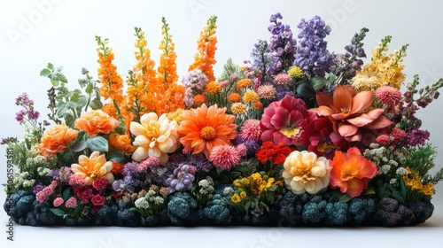 Wallpaper Mural Minimalist outline of the Nice Flower Parade, with floral floats creating peaks of beauty and textured valleys of fragrance. Torontodigital.ca