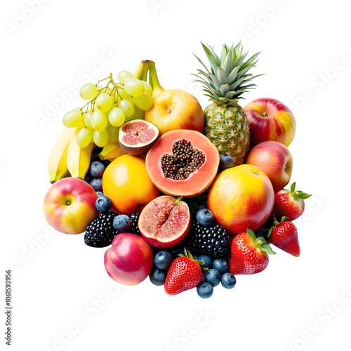 mixed fruits isolated on white