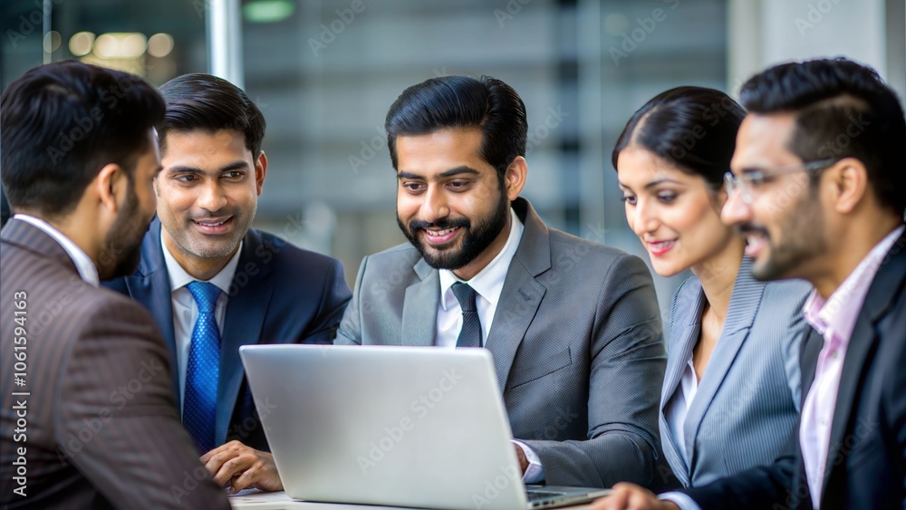 A diverse team of Indian insurance professionals collaborating on a car insurance project in a modern office.
A diverse team of Indian insurance professionals collaborating on a car insurance project in a modern office.