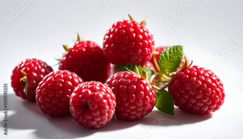 Raspberries isolated with white shades, png