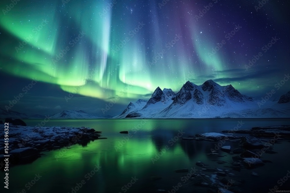 Fototapeta premium Aurora mountain outdoors nature.