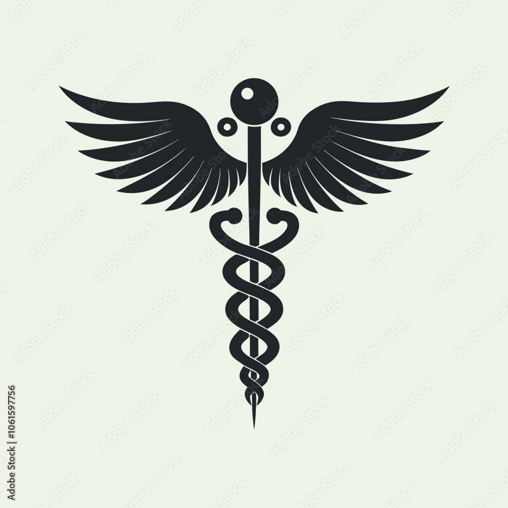 Fototapeta premium Caduceus Medical Symbol Vector Silhouette Illustration