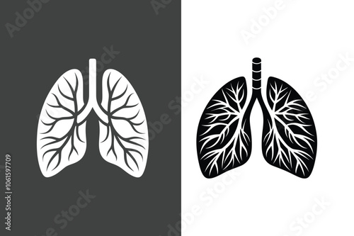 Medical Lungs Icon Silhouette Vector Illustration Art for Healthcare and Anatomy.