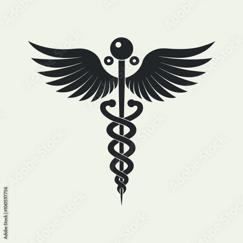 Caduceus Medical Symbol Vector Silhouette Illustration