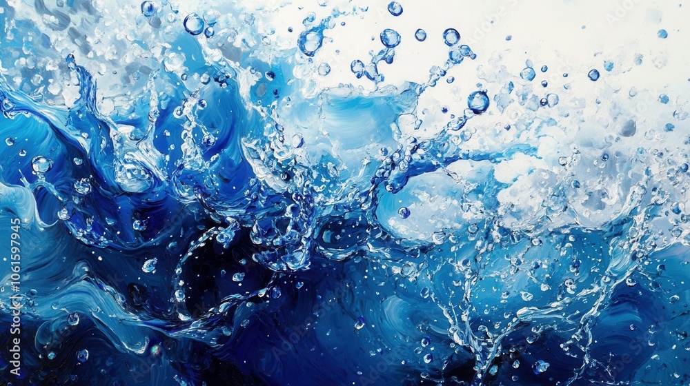 Blue water splash. Generative AI Blue water splash. Generative AI