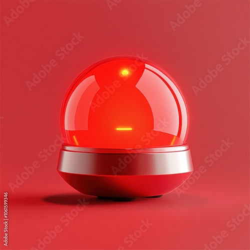 Bright Red Emergency Light Beacon on Vibrant Crimson Background photo