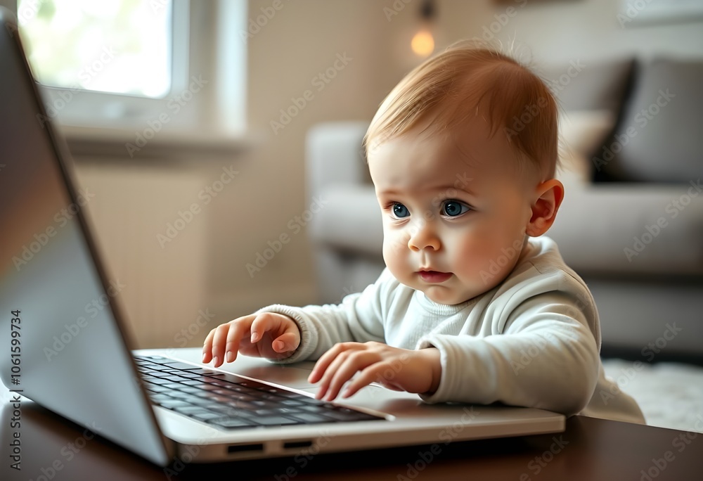 Baby Using Laptop at Home Baby Using Laptop at Home