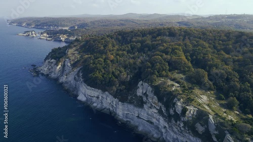 amazing view of shores with cliffs in autumn day