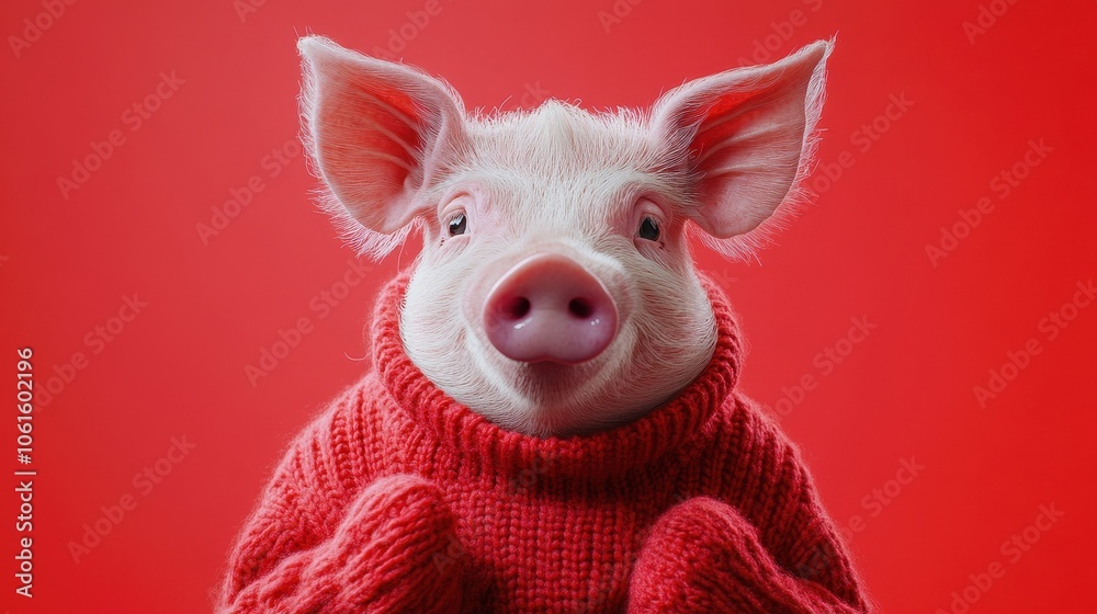 Half Pig, Half Human in Knitted Sweater