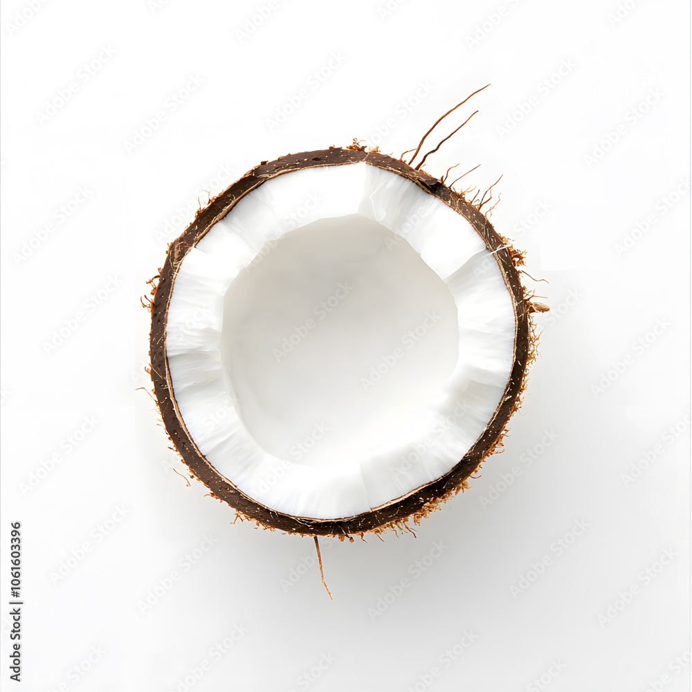 Coconut half fruit, isolated on white background Coconut half fruit, isolated on white background