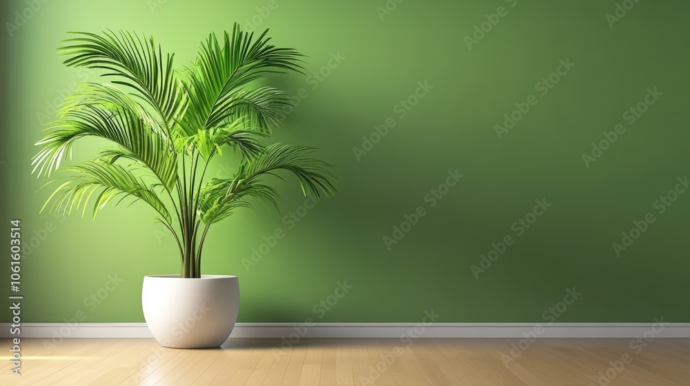 Vibrant green potted plant against a lush wall, home decor and interior design inspiration