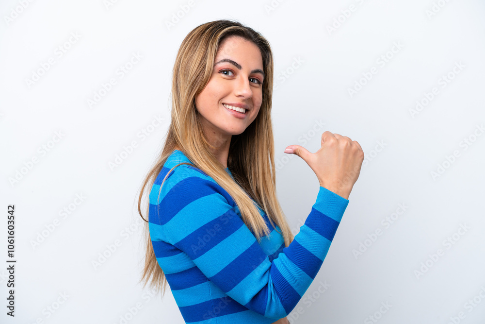 Fototapeta premium Young caucasian woman isolated on white background proud and self-satisfied
