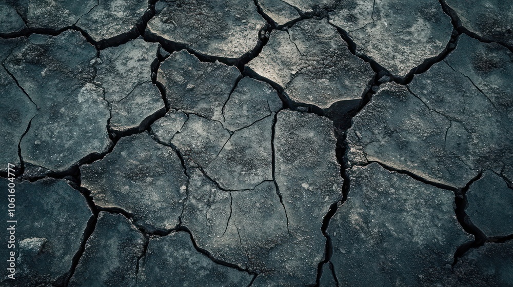 Cracked earth surface depicting drought or soil degradation.
