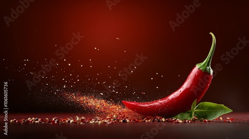 Vibrant red chili pepper bursting with seeds, a culinary delight of flavor and spice © admin_design