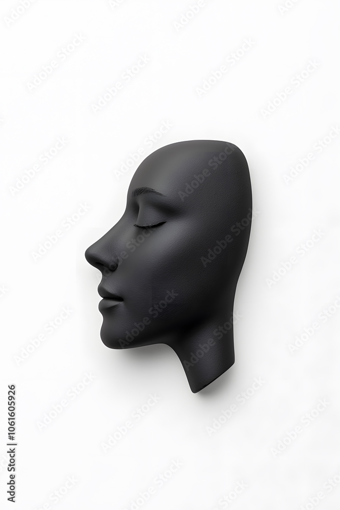 Black color side profile of young woman 3d art illustration Black color side profile of young woman 3d art illustration