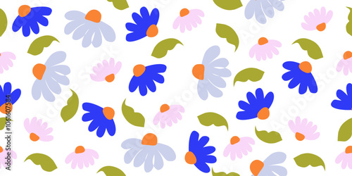Hand drawn flowers seamless patterns  ornate spring bohemian for fabric, textiles, clothing, wrapping paper, cover, banner, interior decor, abstract backgrounds.
