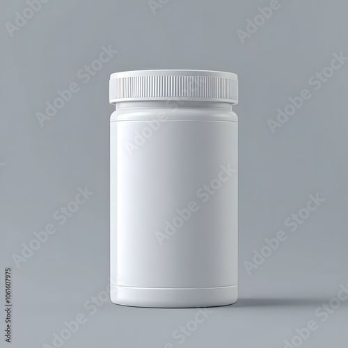 White plastic jar mockup isolated on light grey background