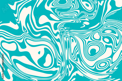 Sea blue color funky texture swirl twirl twisted pattern. Abstract vector groovy hippie psychedelic background. Summer beach colorful trippy y2k style twisted simple geometric abstract liquid backdrop